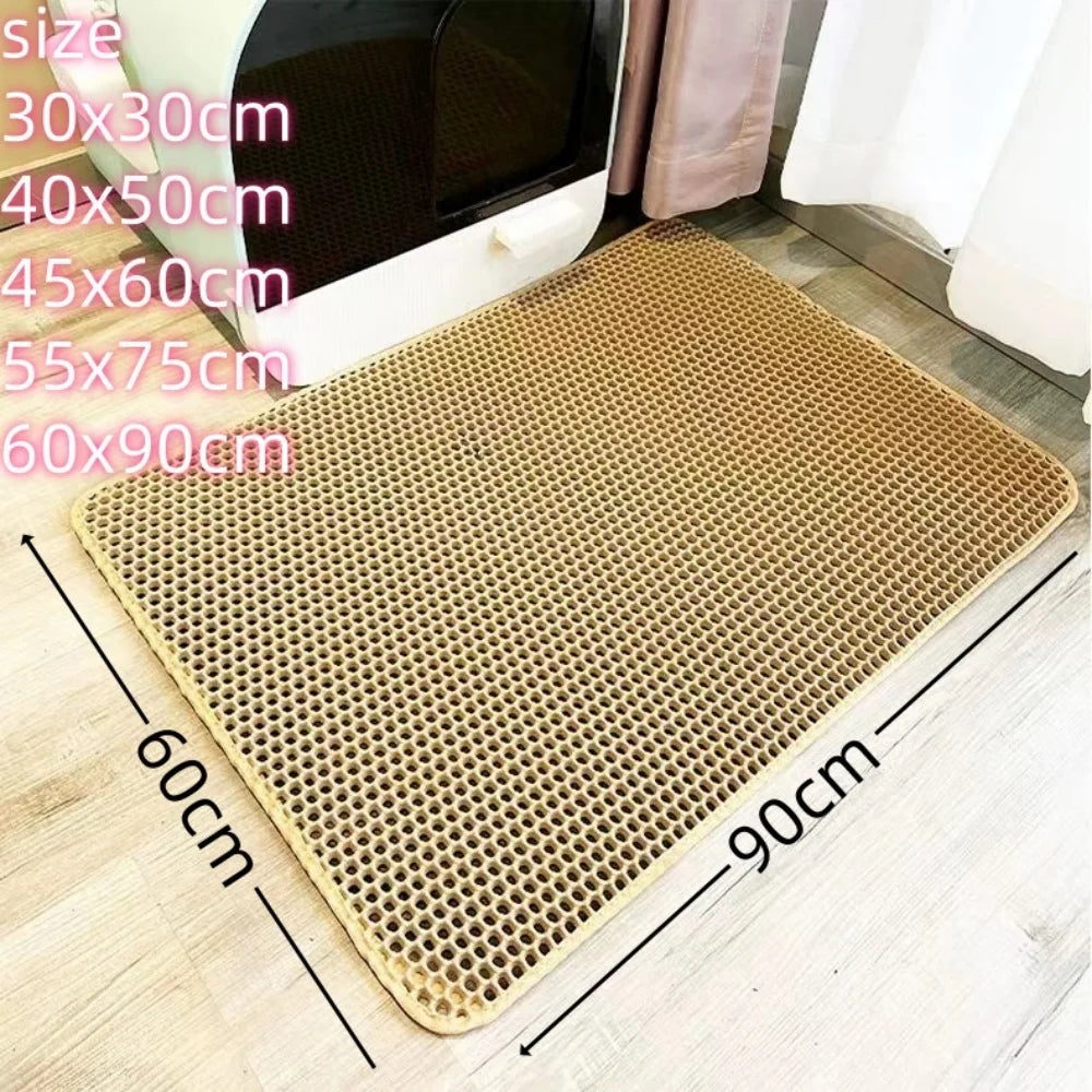 Large Waterproof Double Layer Cat Litter Mat - Premium EVA Pet Toilet Mat for Litter Boxes